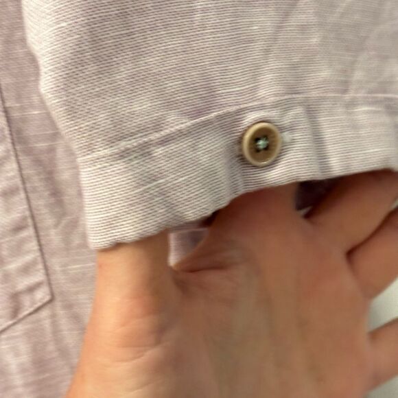 Ted Baker Men's Light Lavender Short Sleeve Shirt Linen Cotton Blend Size 4 or L - Picture 3 of 5